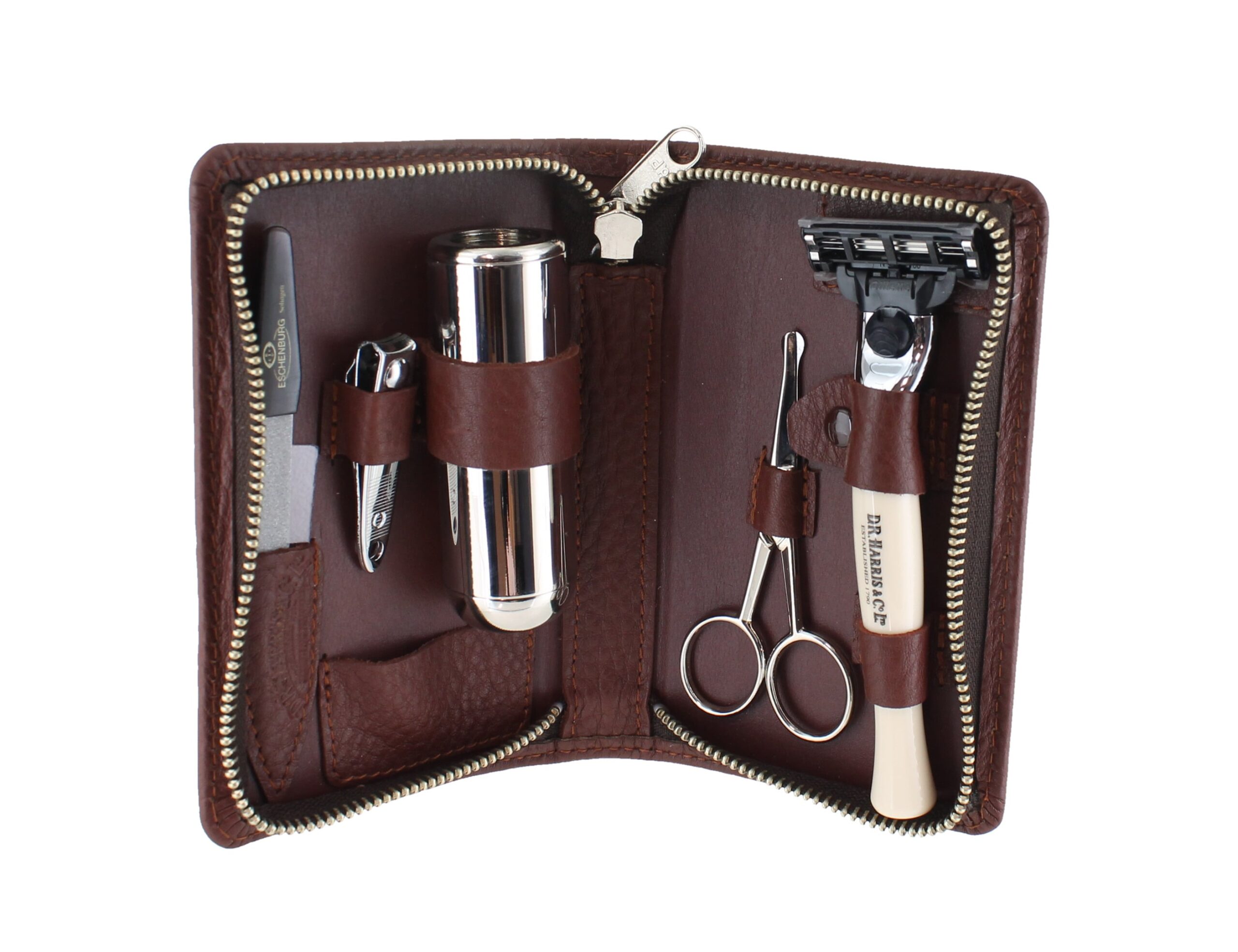 Brown Zip Travel Shaving Set