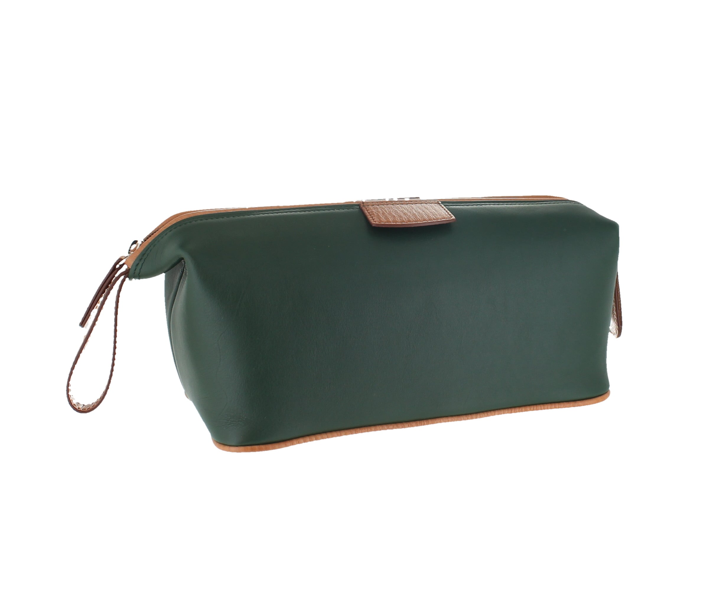 Leather Wash Bag - Green