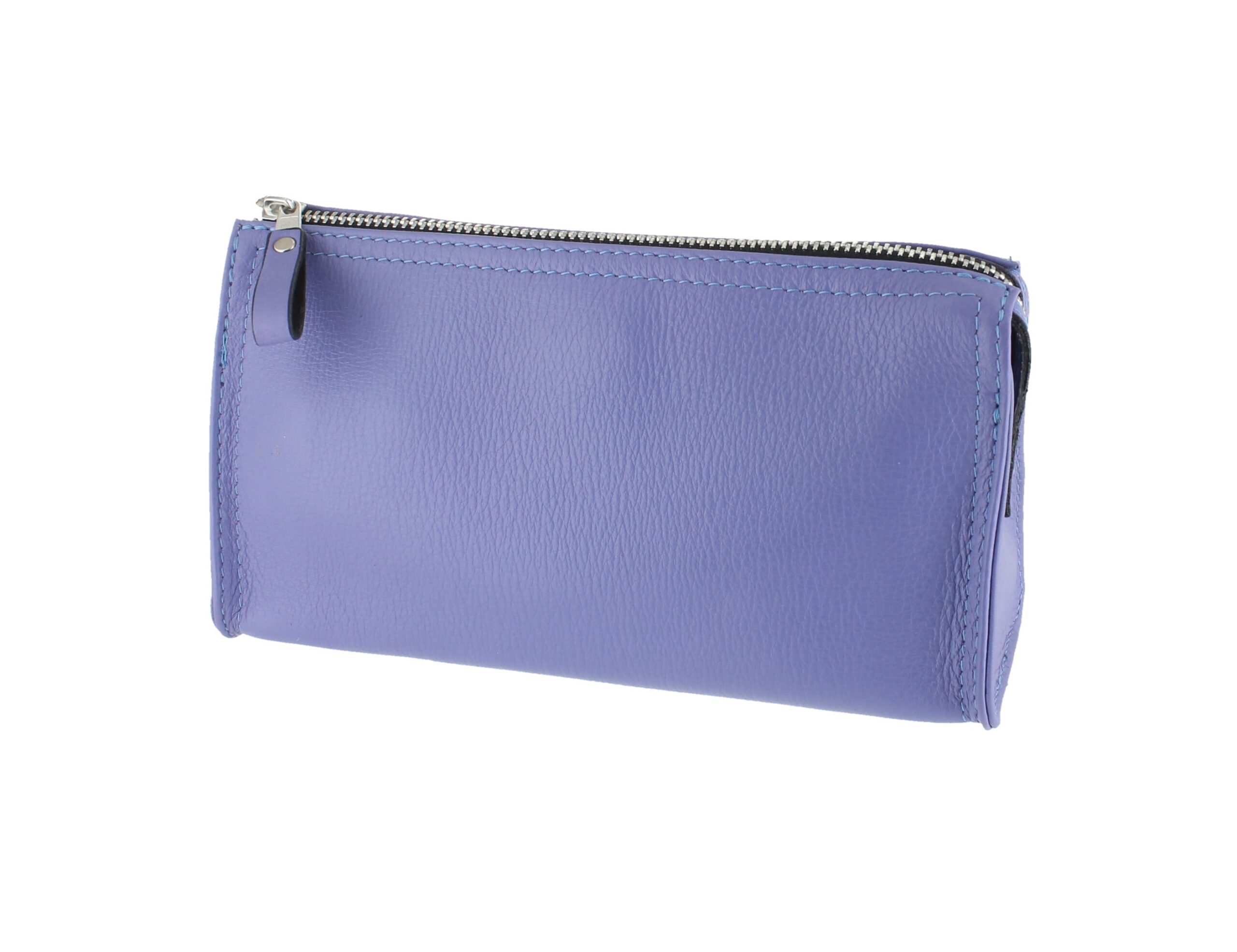 Small Purple Leather Wash Bag