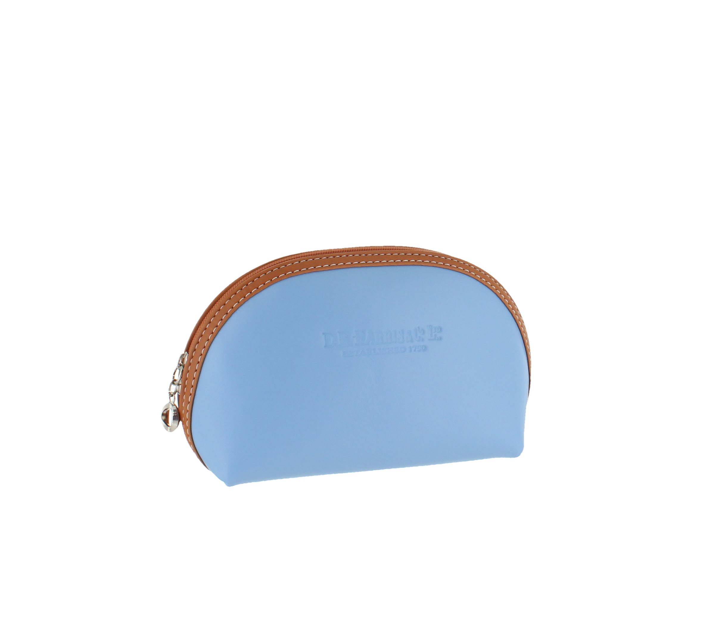Small Oval Wash Bag - Blue & Tan